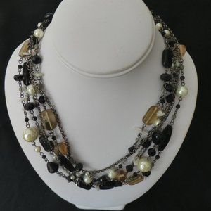 Lia Sophia - Black, Brown & Pearl Necklace